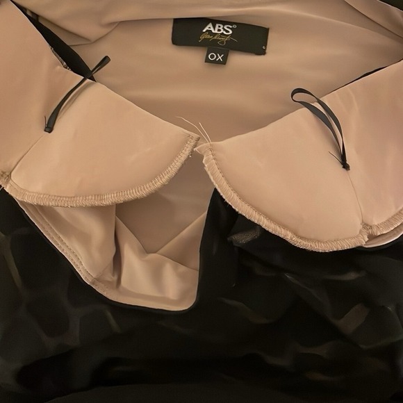 ABS Allen Schwartz Women's Black Midi Side‎ Rushed Animal Print Dress Size 0X - Picture 9 of 9